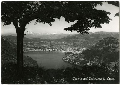 Panoramic view of Lugano from Canzo (Como), ca. 1950-1952 (photographer unknown)