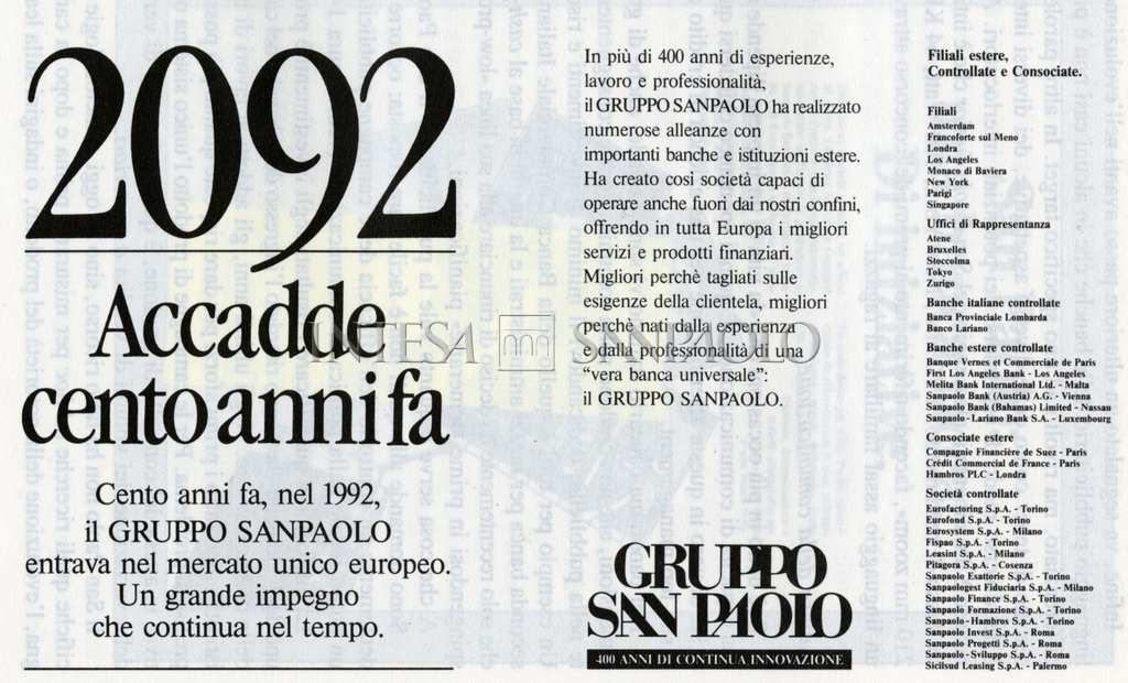 Intesa Sanpaolo Group Historical Presence Around The World