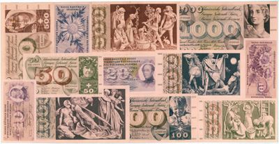Swiss bills dating 1956, photo from the 1980s (photographer unknown)