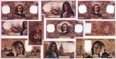Franch bills dating from the years 1973 to 1975, photo from the 1980s (photographer unknown)