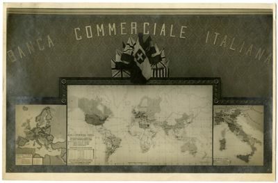 Banca Commerciale Italiana, map of the bank's national and international network, 1928 (photograph by Adolfo Ermini)