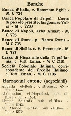 Banco di Napoli, Tripoli banks, taken from the book "La Tripolitania IV e V anno", 1926, p. 487 (Tipo-Litografia Scuola d'Arti e Mestieri)