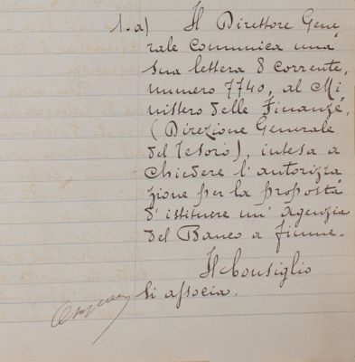 Banco di Napoli, excerpt from Minutes of Board of Directors, 31 January 1924, p. 149