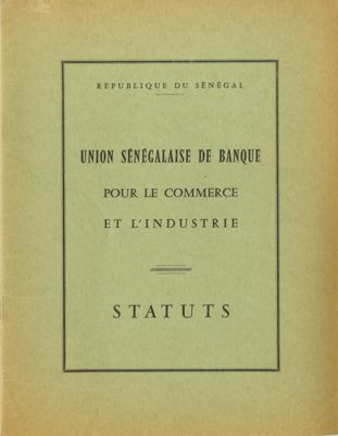 Union Sénegalaise de Banque, cover page of the Statute, 1970s