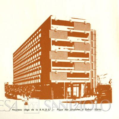 Banque Nationale pour le Developpement Economique (BNDE), Rabat headquarter on Place des Alaouites, 1965 (illustrator unknown)